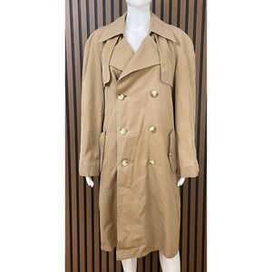 Captain‎ Achab Men's 38 Brown Coat Trench Double Breasted Flannel Lined Belted